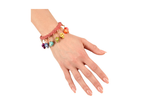 Brățară șnur cu 7 cranii colorate