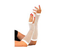 Mănuși albe fără degete din plasă 33 cm