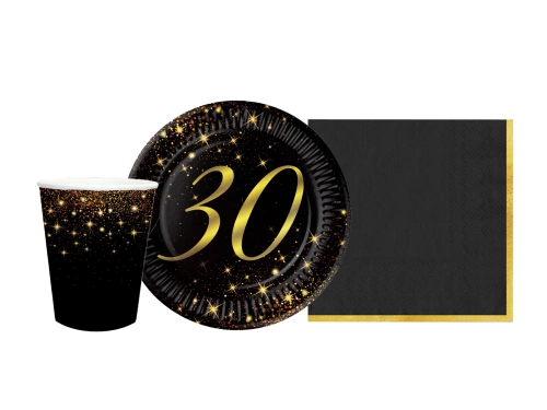 Set de hârtie strălucitoare pentru o petrecere de 30 de ani - 44 de bucăți