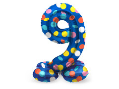 Balon din folie cu numărul 9 în picioare Puncte - 41 cm - 1 buc.