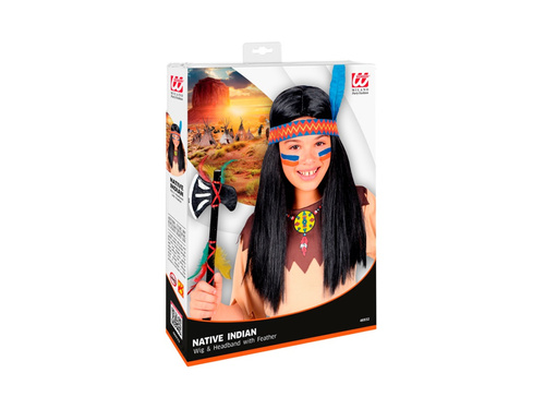 Peruca indiană cu bentiță și pană