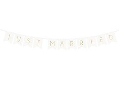 Banner Just Married - alb - 155 cm - 1 buc.