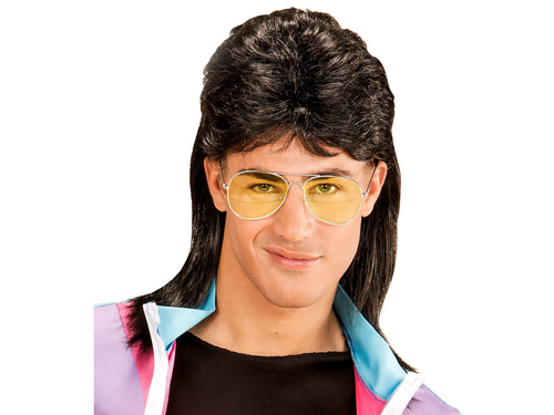 Peruca disco neagră pentru bărbați + ochelari