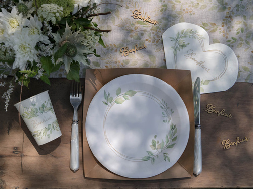 Farfurii de hârtie cu frunze - 22,5 cm - 10 buc.