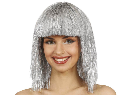 Peruca din folie argintie - 1 buc.