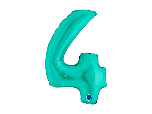 Balon din folie numărul 4 turcoaz - 14" - 1 buc.