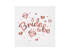 Șervețele albe cu inscripția Bride To Be - 33 cm - 20 buc.