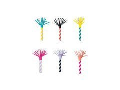 Fluier de trompetă derulat cu ciucuri cu dungi - 6 buc