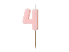 Lumânare cu numărul patru roz - 4 - 1 buc.