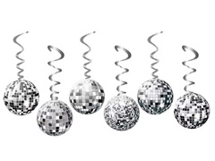 Decor suspendat Porci disco - argintiu - 6 buc.