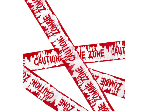Caution Zombie Zone panglică decor - 7,2 m - 1 buc.