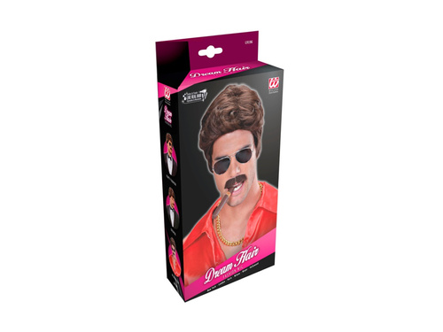 Peruca maro Playboy Dream Hair cu mustață