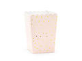 Cutii de popcorn roz deschis cu puncte aurii - 6 buc.