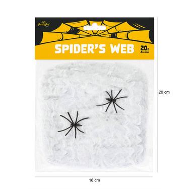 Pânză albă de păianjen cu păianjeni pentru Halloween - 20 g - 1 op.