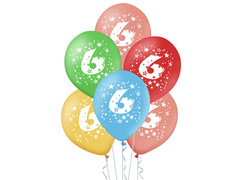 Baloane din latex cu numărul șase 6 - mix - 30 cm - 5 buc.