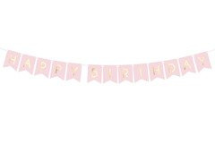 Banner roz cu inscripția Happy Birthday - 175 cm - 1 buc.