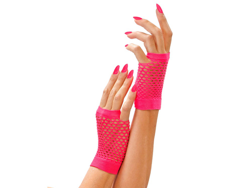 Mănuși de plasă roz scurte