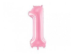 Balon din folie numărul 1 roz - 86 cm - 1 buc.