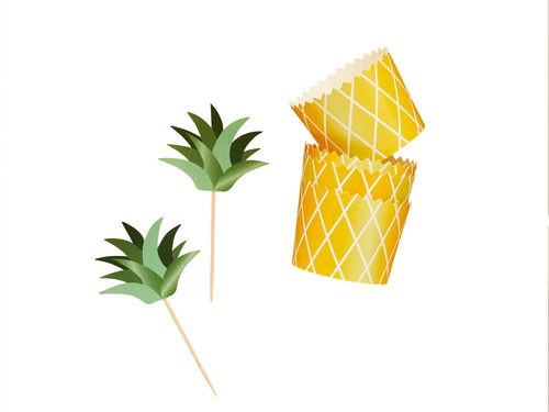 Set decorațiuni pentru prăjituri Ananas - 20 buc.