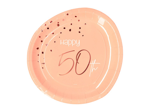 Farfurii aniversare 50 de ani cu piersici - 23 cm - 8 buc.