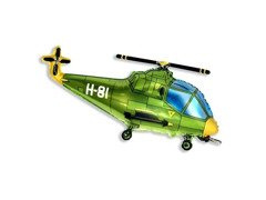 Helicopter balon cu băț din folie verde - 25 x 43 cm - 1 buc.