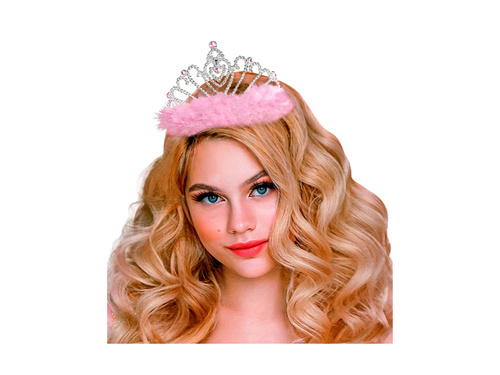 Tiară cu blană roz