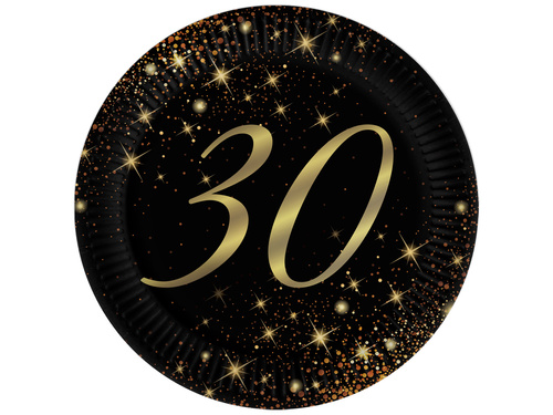 Farfurii de hârtie strălucitoare pentru a 30-a aniversare - 18 cm - 6 buc.