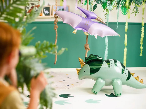 Balon 3D Triceratops din folie verde - 93 x 49 cm - 1 buc.