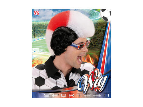 Peruca evantai roșu, alb și alb