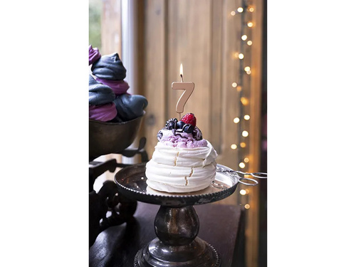 Numărul șapte lumânare aur roz - 7 - 1 buc.