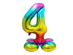 Balon folie în picioare numărul 4 curcubeu - 81 cm