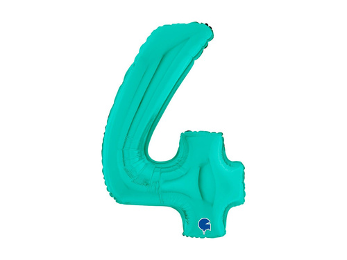 Balon din folie numărul 4 turcoaz - 26" - 1 buc.