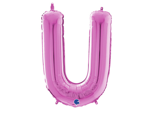 Fucsia litera U balon de folie - 66 cm - 1 buc.