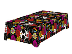 Față de masă din folie cu craniu mexican pentru Halloween - 137 x 274 cm - 1 buc.