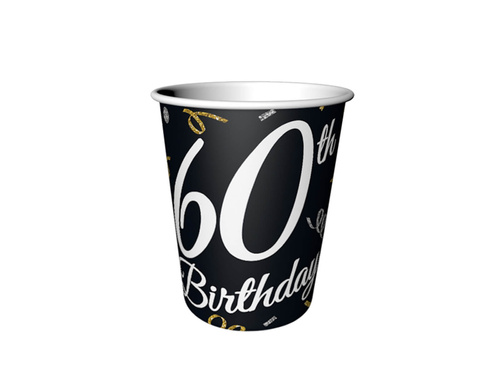 60th birthday cups negru - ml - 6 buc.