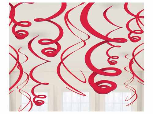 Vârtej roșu decorațiune suspendată - 56 cm - 12 buc.