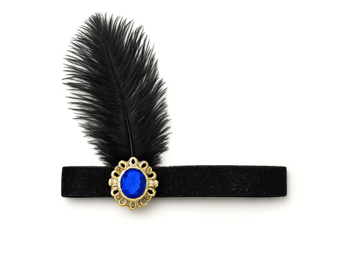 Bentiță retro neagră cu sclipici - 1 buc.