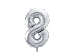 Balon din folie numărul 8 argintiu - 72 cm - 1 buc.