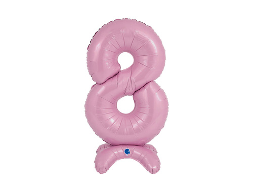 Balon din folie cu numărul 8 în picioare roz pastel - 64 cm - 1 buc.