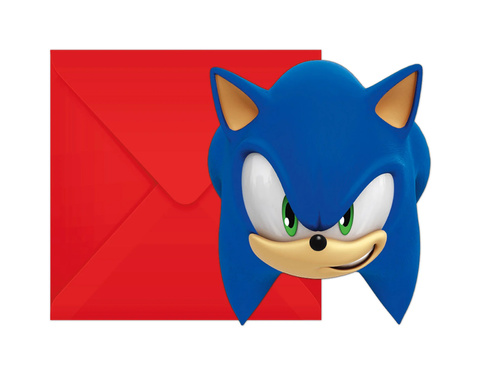 Invitații aniversare Sonic - 6 buc.