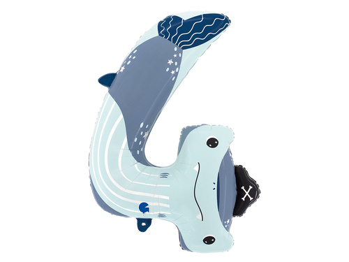 Balon din folie numărul 4 Rechin - 62x88 cm - 1 buc.