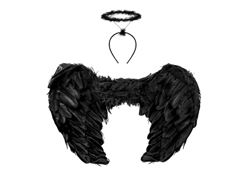 Aripi de înger negre cu aureolă - 60 x 45 cm - 1 buc.