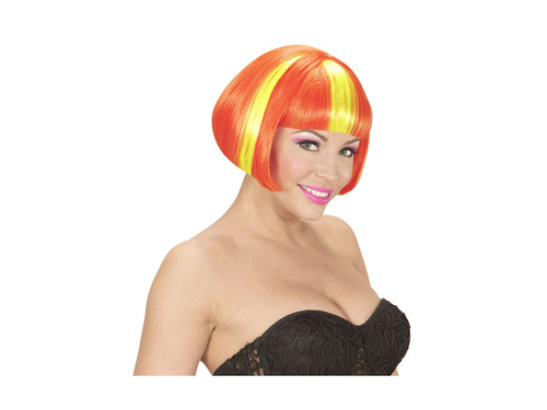 Peruca Valentina galben neon cu accente portocalii