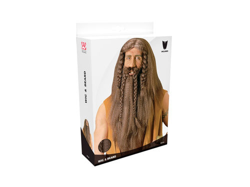 Barbar, perucă vikingă cu barbă și mustață