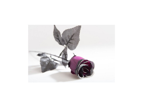 Trandafir violet cu sclipici - 20 cm