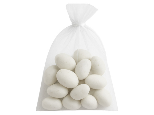 Pungi din organza pentru invitați - alb, simplu - 8,5 x 12 cm - 10 buc.