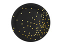 Farfurii de hârtie negre cu buline aurii - 23 cm - 6 buc.
