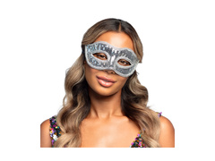 Mască venețiană paiete argint