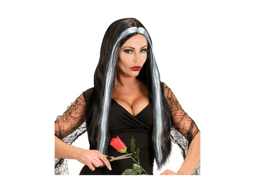 Mortisia negru și alb peruca lungă