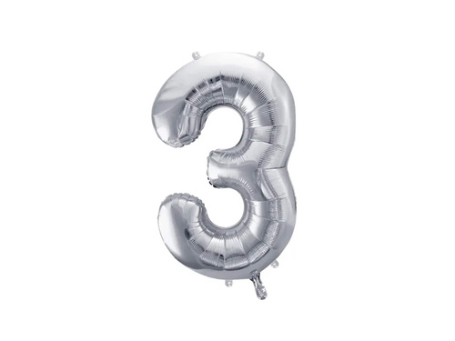 Balon din folie numărul 3 argintiu - 72 cm - 1 buc.